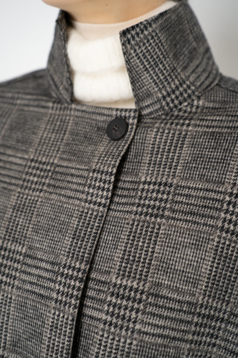 Harris Wharf London Raglan Jacket in Black and White Houndstooth Plaid Vancouver. Shop Online or in Store.)