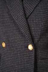 Harris Wharf London Stretch Knit Blazer in Brown and Blue Houndstooth Print Vancouver. Shop Online or in Store.)