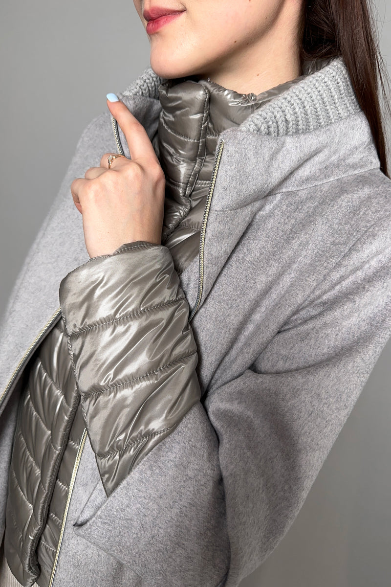 Herno Brushed Cashmere Coat with Padded Dickie Vest in Light Grey - Ashia Mode - Vancouver