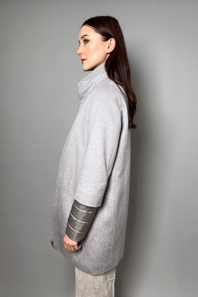 Herno Brushed Cashmere Coat with Padded Dickie Vest in Light Grey - Ashia Mode - Vancouver