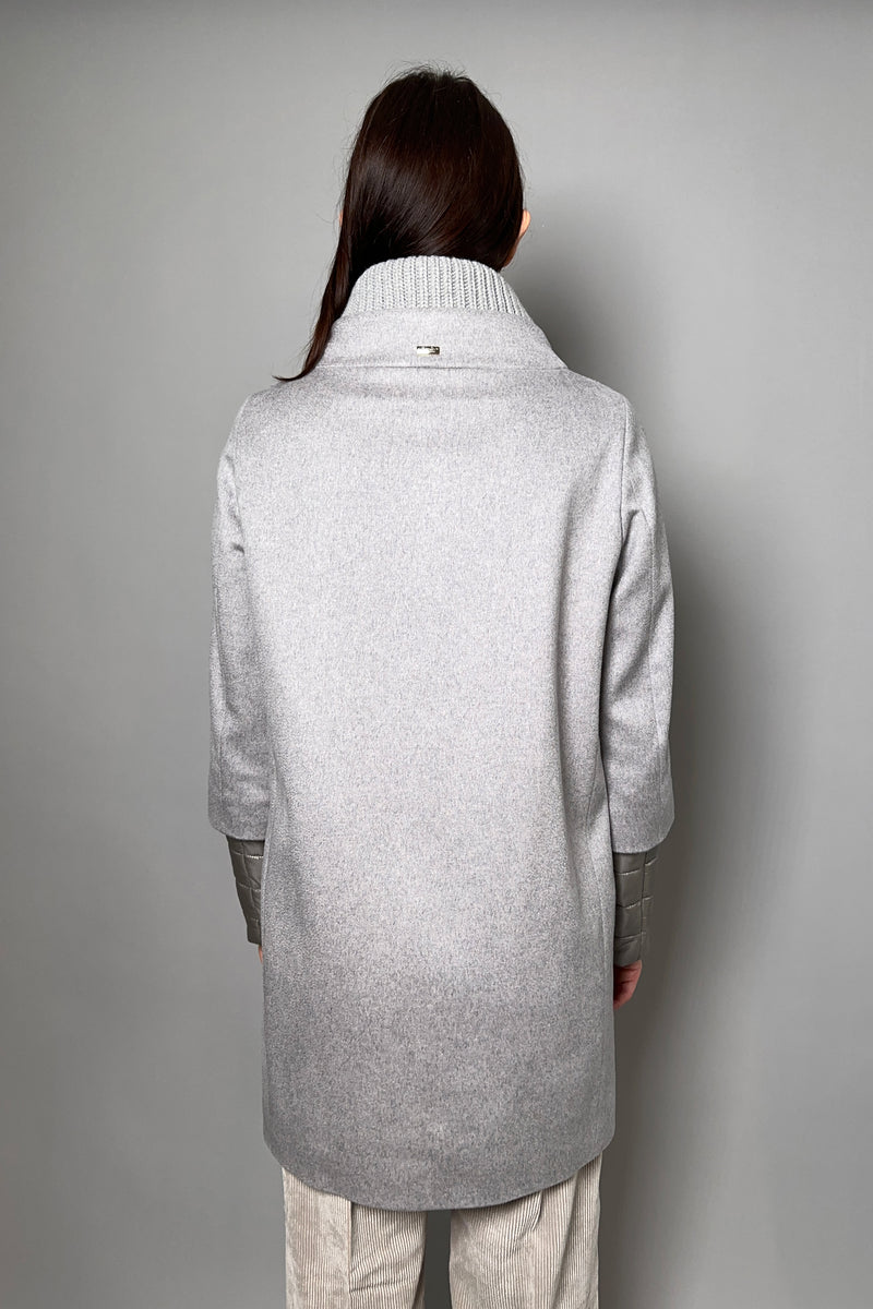 Herno Brushed Cashmere Coat with Padded Dickie Vest in Light Grey - Ashia Mode - Vancouver