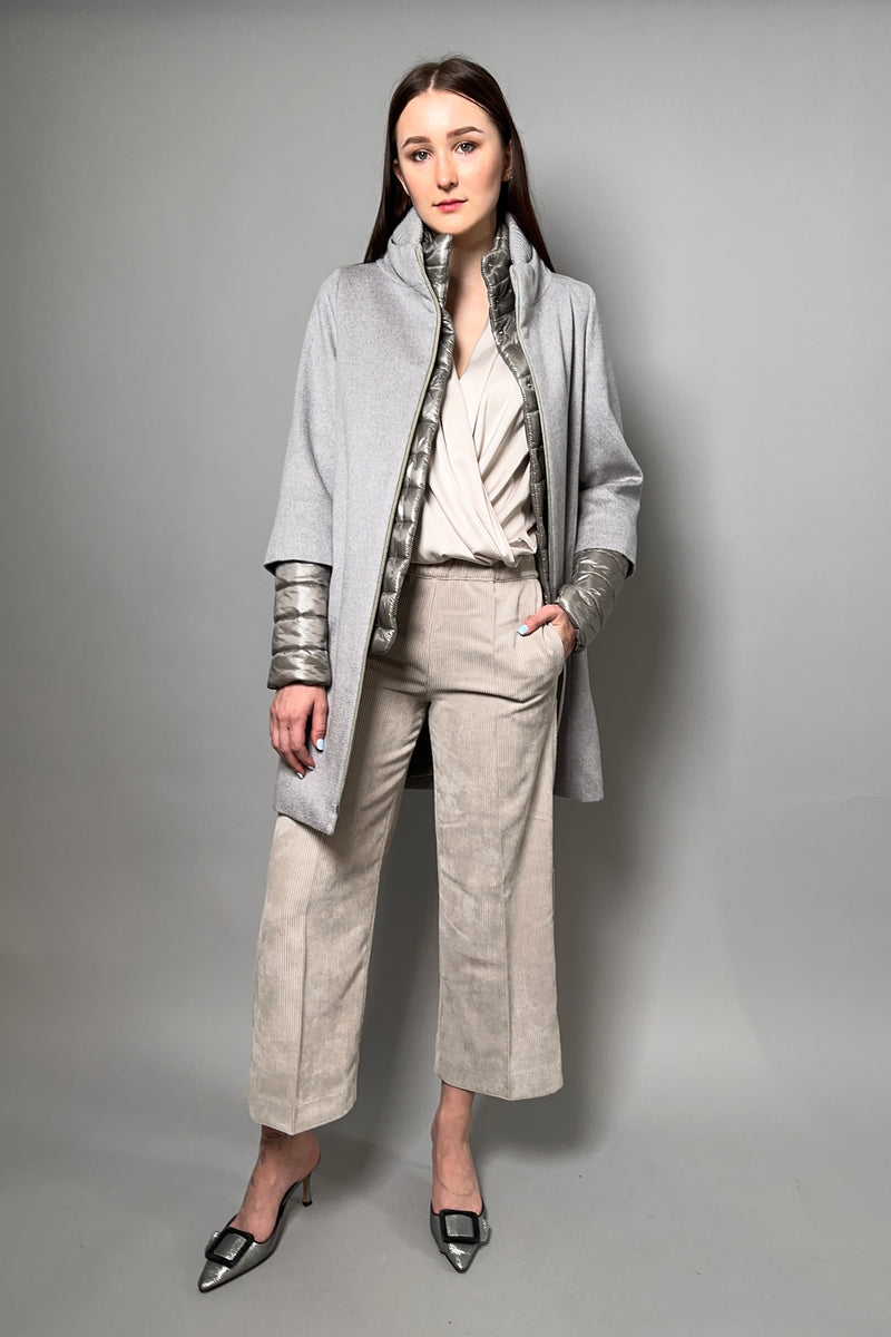 Herno Brushed Cashmere Coat with Padded Dickie Vest in Light Grey - Ashia Mode - Vancouver