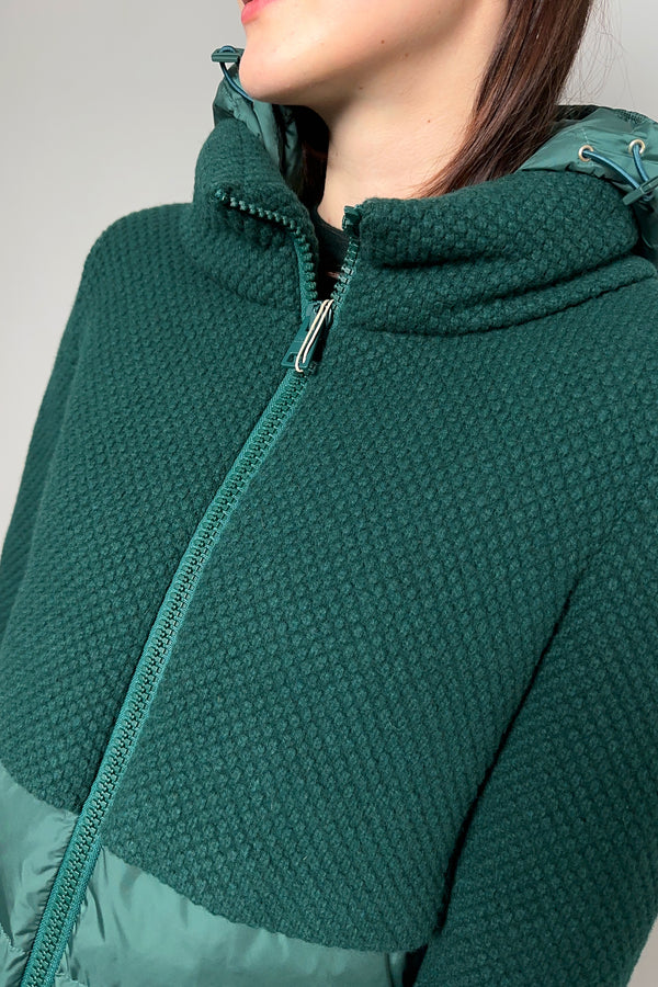 Herno Down Puffer Coat with Knit Overlay in Hunter Green - Ashia Mode - Vancouver