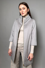 Herno Brushed Cashmere Coat with Padded Dickie Vest in Light Grey - Ashia Mode - Vancouver