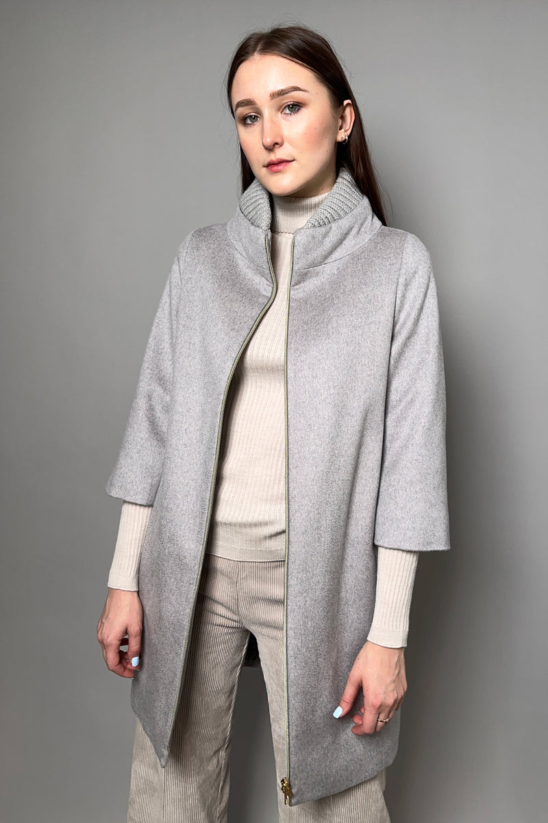 Herno Brushed Cashmere Coat with Padded Dickie Vest in Light Grey - Ashia Mode - Vancouver