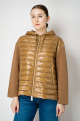 Herno A-line Quilted Padded Jacket with Stretch Knit Sleeves and Back in Sienna Vancouver. Shop Online or in Store.