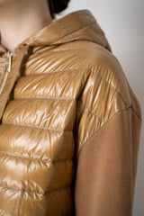 Herno A-line Quilted Padded Jacket with Stretch Knit Sleeves and Back in Sienna Vancouver. Shop Online or in Store.