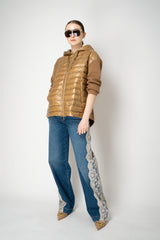 Herno A-line Quilted Padded Jacket with Stretch Knit Sleeves and Back in Sienna Vancouver. Shop Online or in Store.