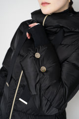Herno A-line Satin Finish Hooded Coat in Black Vancouver. Shop Online or in Store.