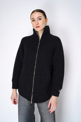Herno Cable Knit Jacket with Insulated Back in Black Vancouver. Shop Online or in Store.