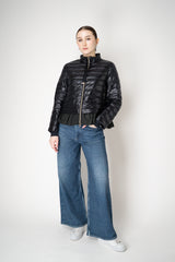 Herno Cropped Goose Down Padded Jacket with Techno Stretch Ruffle Trim in Black Vancouver. Shop Online or in Store.