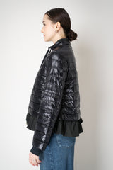 Herno Cropped Goose Down Padded Jacket with Techno Stretch Ruffle Trim in Black Vancouver. Shop Online or in Store.