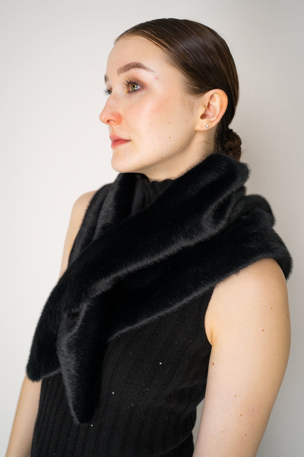 Herno Faux Fur Over The Shouder Shawl in Black Vancouver. Shop Online or in Store.