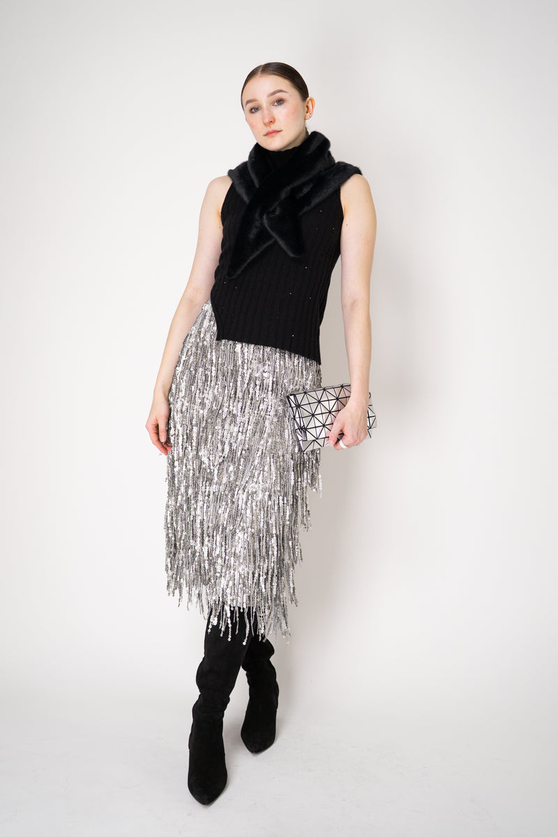 Herno Faux Fur Over The Shouder Shawl in Black Vancouver. Shop Online or in Store.