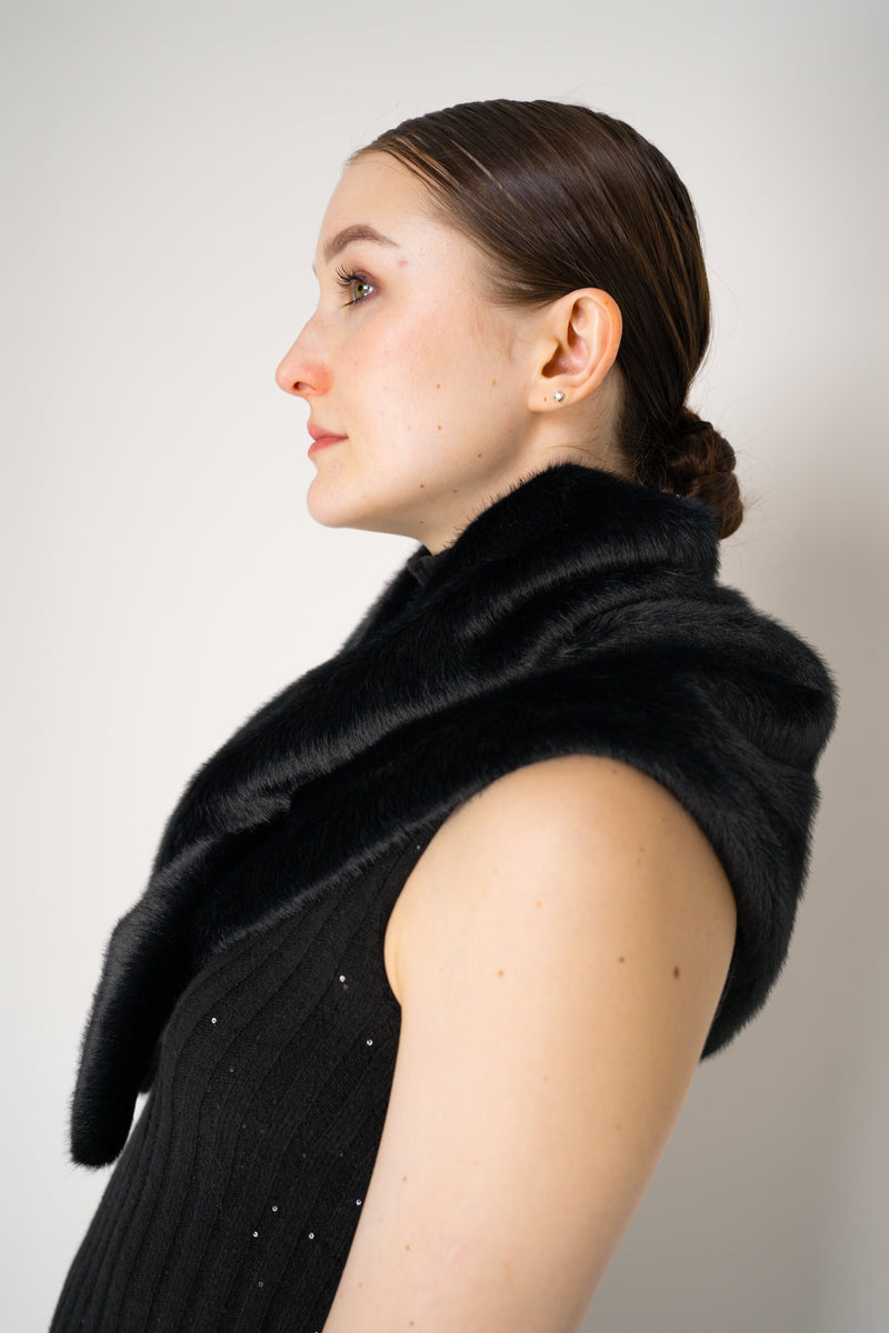 Herno Faux Fur Over The Shouder Shawl in Black Vancouver. Shop Online or in Store.