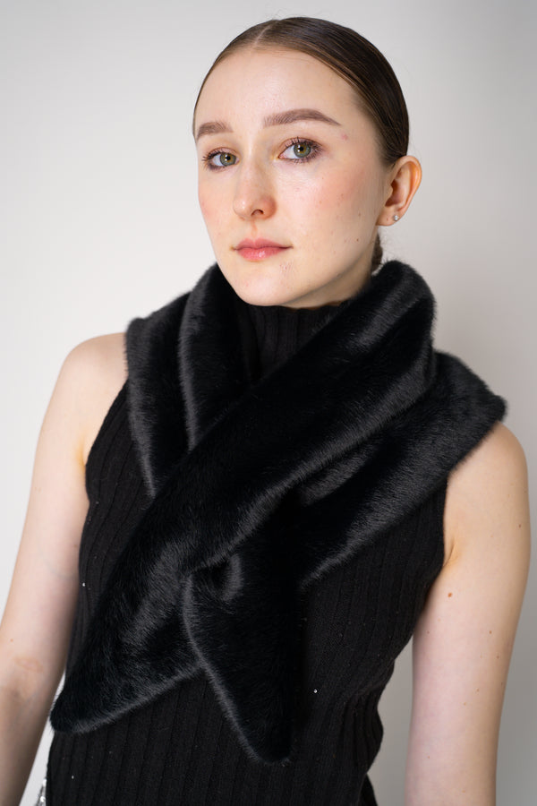 Herno Faux Fur Over The Shouder Shawl in Black Vancouver. Shop Online or in Store.