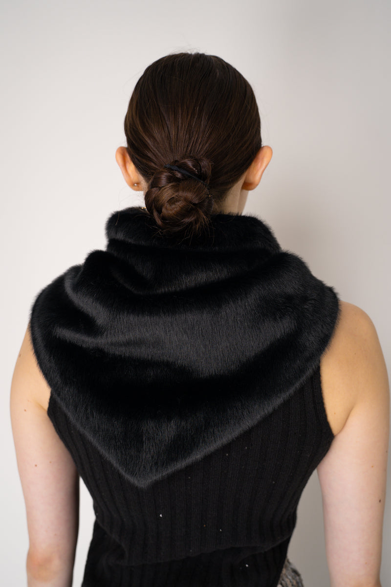 Herno Faux Fur Over The Shouder Shawl in Black Vancouver. Shop Online or in Store.