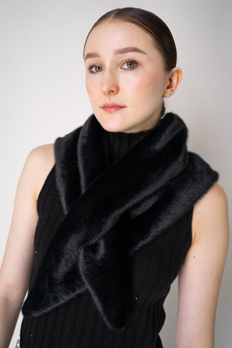 Herno Faux Fur Over The Shouder Shawl in Black Vancouver. Shop Online or in Store.