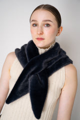 Herno Faux Fur Over The Shouder Shawl in Navy Vancouver. Shop Online or in Store.