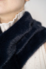Herno Faux Fur Over The Shouder Shawl in Navy Vancouver. Shop Online or in Store.