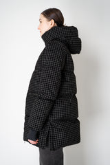 Herno High Neck 2-Layer Waterproof Hooded Coat in Black Technical Houndstooth Vancouver. Shop Online or in Store.