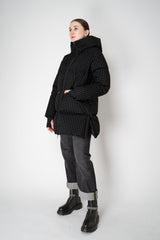 Herno High Neck 2-Layer Waterproof Hooded Coat in Black Technical Houndstooth Vancouver. Shop Online or in Store.