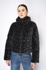 Herno High Neck Padded Sequined Jacket in Black Vancouver. Shop Online or in Store.