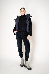 Herno High Neck Padded Vest with Removable Fur Hood in Navy Vancouver. Shop Online or in Store.