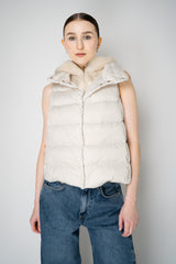 Herno High Neck Padded Vest with Removable Fur Hood in White Vancouver. Shop Online or in Store.