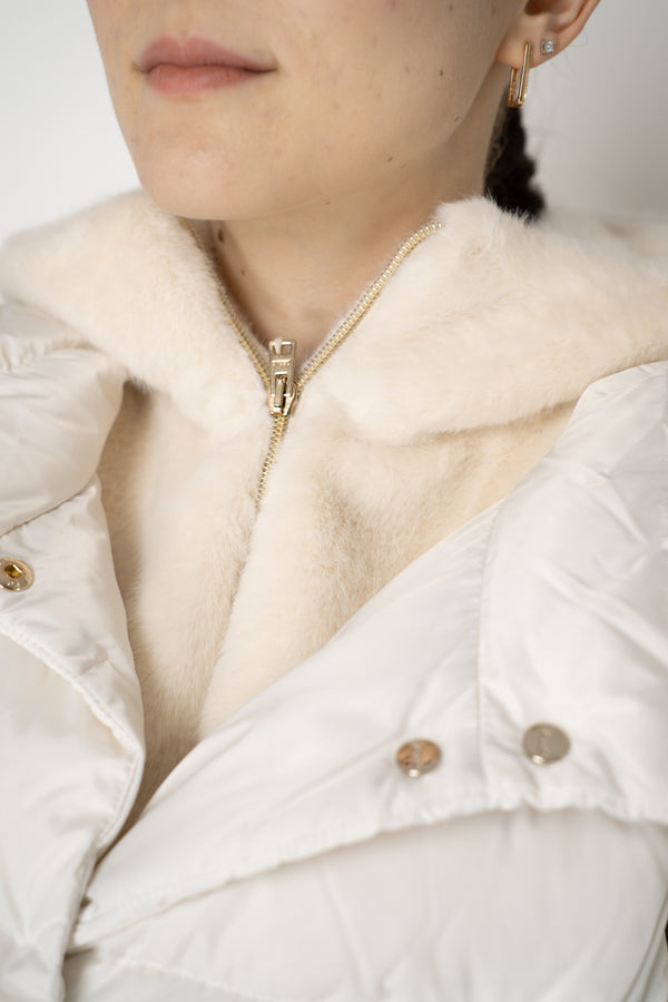 Herno High Neck Padded Vest with Removable Fur Hood in White Vancouver. Shop Online or in Store.