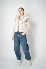Herno High Neck Padded Vest with Removable Fur Hood in White Vancouver. Shop Online or in Store.