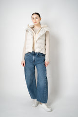 Herno High Neck Padded Vest with Removable Fur Hood in White Vancouver. Shop Online or in Store.