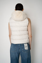 Herno High Neck Padded Vest with Removable Fur Hood in White Vancouver. Shop Online or in Store.