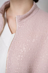 Herno High Neck Sequined Bomber Jacket in Pink Vancouver. Shop Online or in Store.