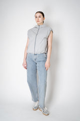 Herno Hooded Cincheable Padded Vest in Light Grey Vancouver. Shop Online or in Store.