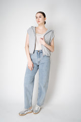 Herno Hooded Cincheable Padded Vest in Light Grey Vancouver. Shop Online or in Store.