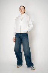 Herno Hooded Tafetta Jacket with Stretch Knit Viscose Sleeves and Back in White Vancouver. Shop Online or in Store.