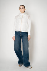 Herno Hooded Tafetta Jacket with Stretch Knit Viscose Sleeves and Back in White Vancouver. Shop Online or in Store.