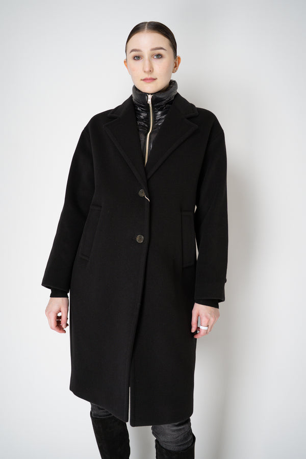 Herno Insulated Manteco Virgin Wool Coat with Detachable Neck and Chest Piece in Black Vancouver. Shop Online or in Store.