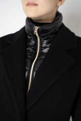 Herno Insulated Manteco Virgin Wool Coat with Detachable Neck and Chest Piece in Black Vancouver. Shop Online or in Store.