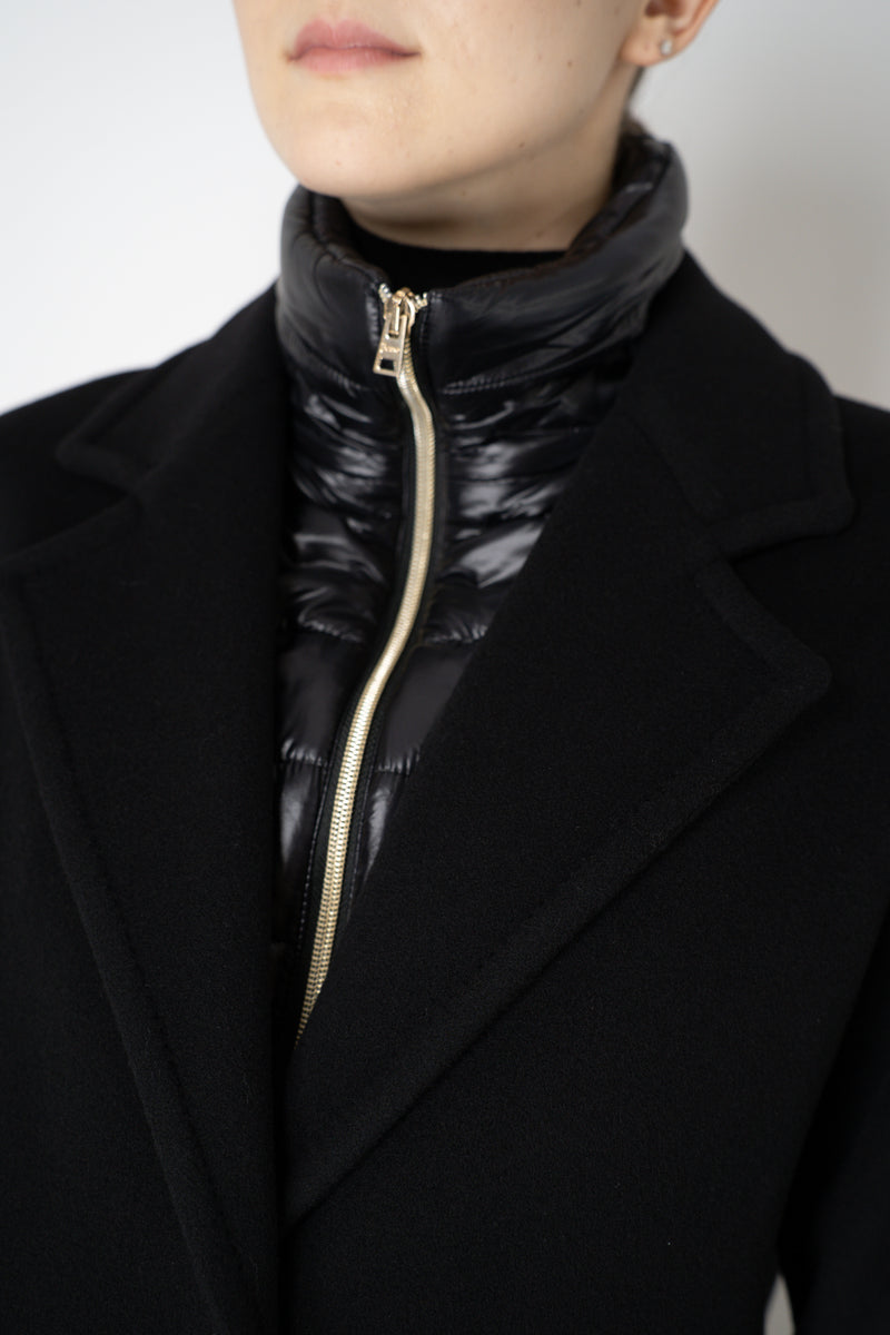 Herno Insulated Manteco Virgin Wool Coat with Detachable Neck and Chest Piece in Black Vancouver. Shop Online or in Store.