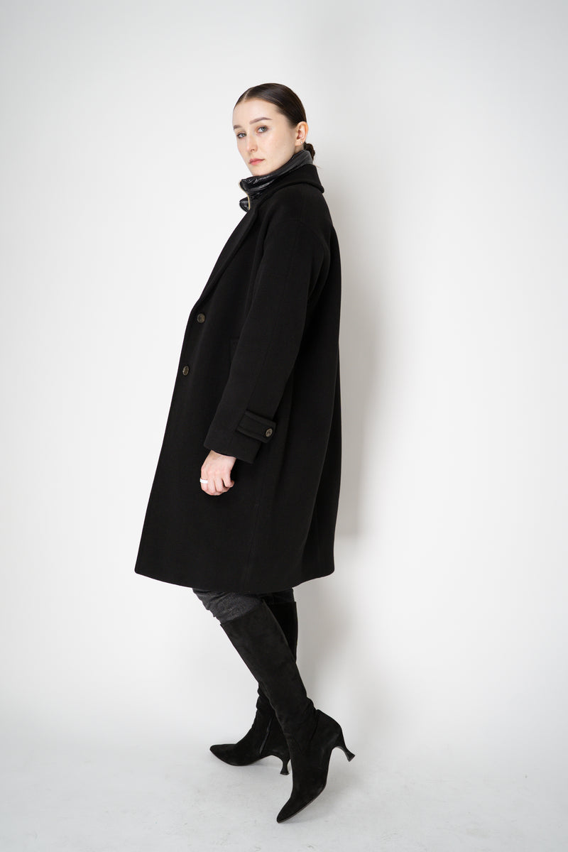 Herno Insulated Manteco Virgin Wool Coat with Detachable Neck and Chest Piece in Black Vancouver. Shop Online or in Store.