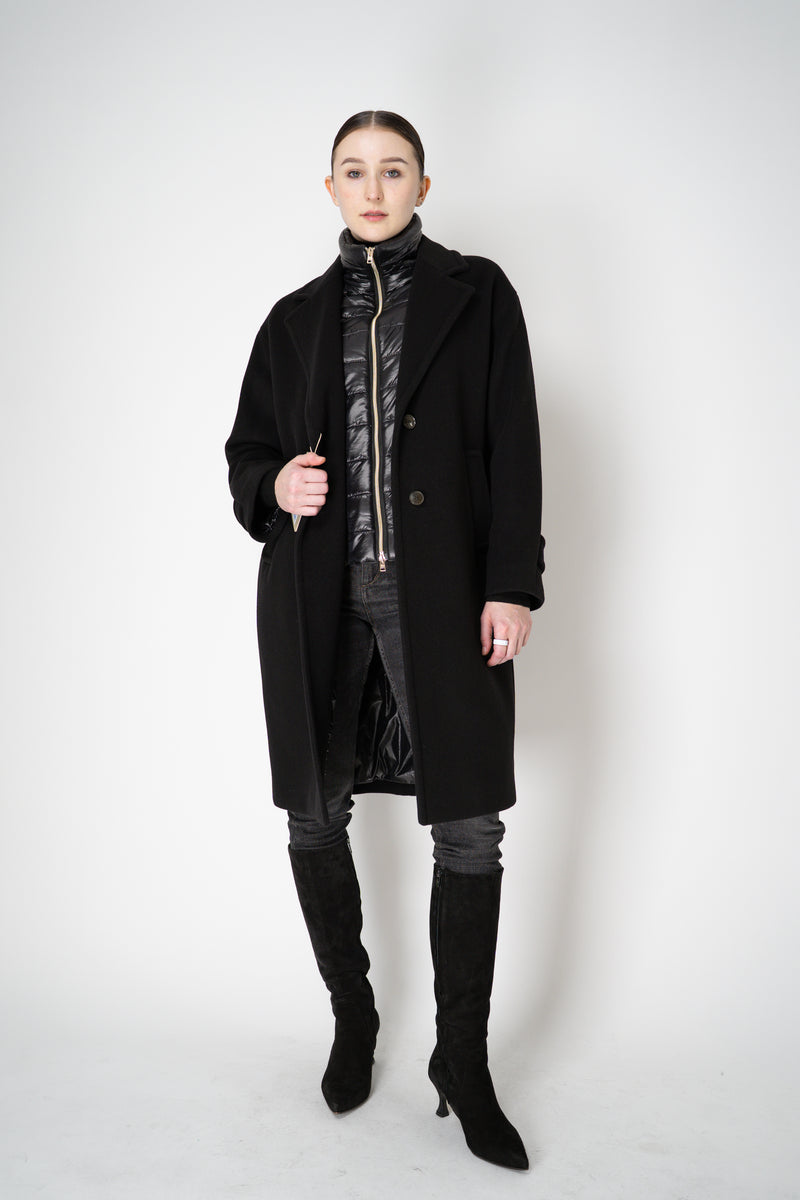 Herno Insulated Manteco Virgin Wool Coat with Detachable Neck and Chest Piece in Black Vancouver. Shop Online or in Store.