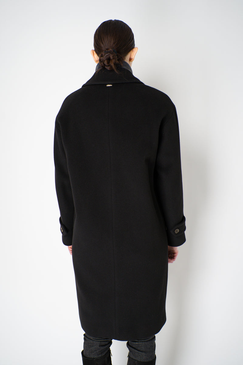 Herno Insulated Manteco Virgin Wool Coat with Detachable Neck and Chest Piece in Black Vancouver. Shop Online or in Store.