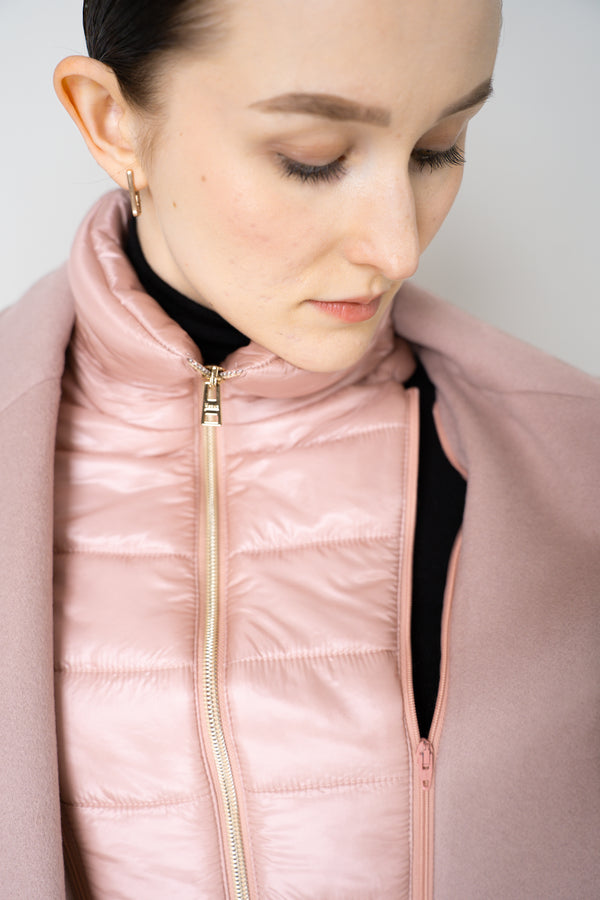 Herno Insulated Manteco Virgin Wool Coat with Detachable Neck and Chest Piece in Rosewood Pink Vancouver. Shop Online or in Store.