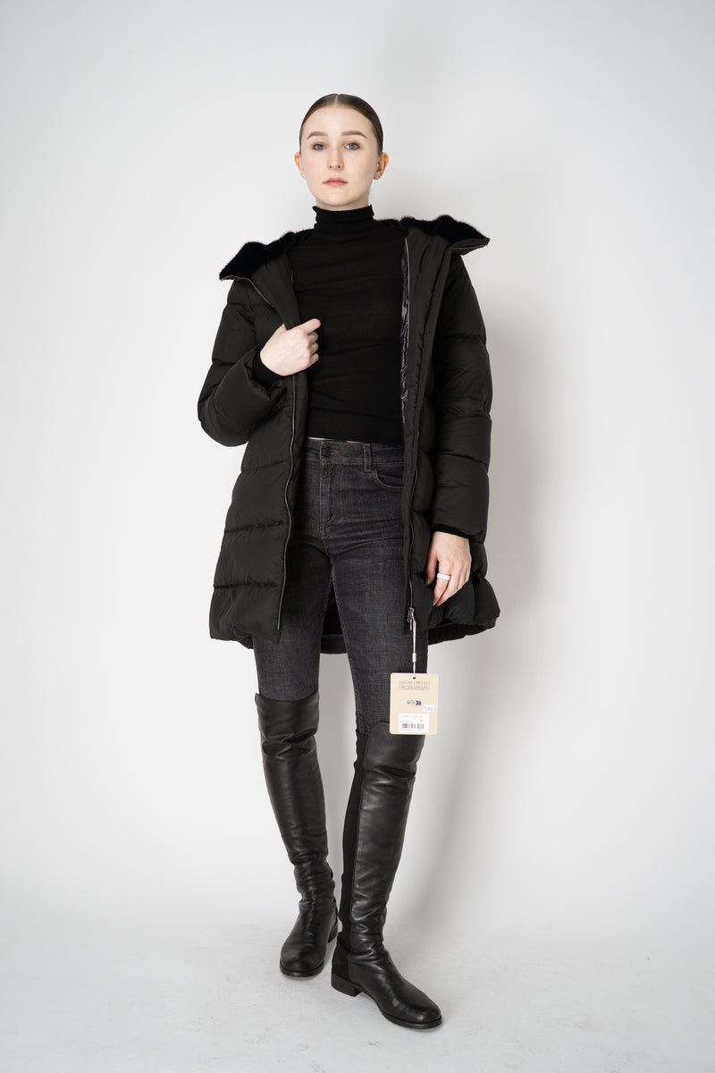 Herno Polar-Tech Hooded Down Coat with Fur Lined Collar in Black Vancouver. Shop Online or in Store.