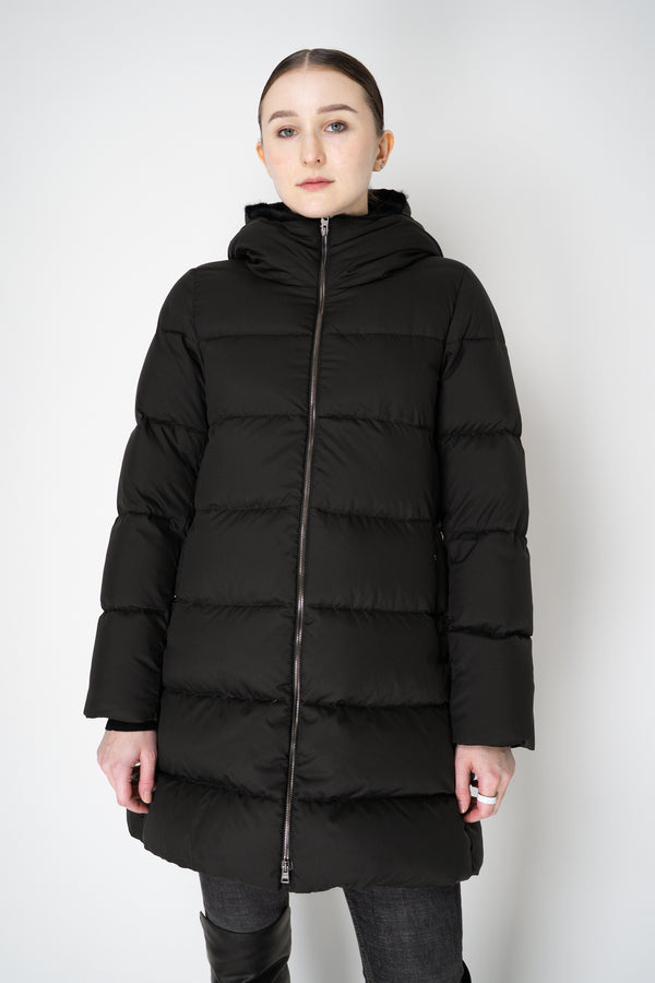 Herno Polar-Tech Hooded Down Coat with Fur Lined Collar in Black Vancouver. Shop Online or in Store.