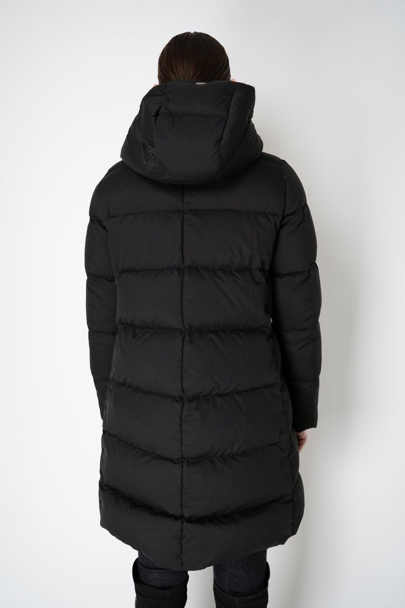 Herno Polar-Tech Hooded Down Coat with Fur Lined Collar in Black Vancouver. Shop Online or in Store.