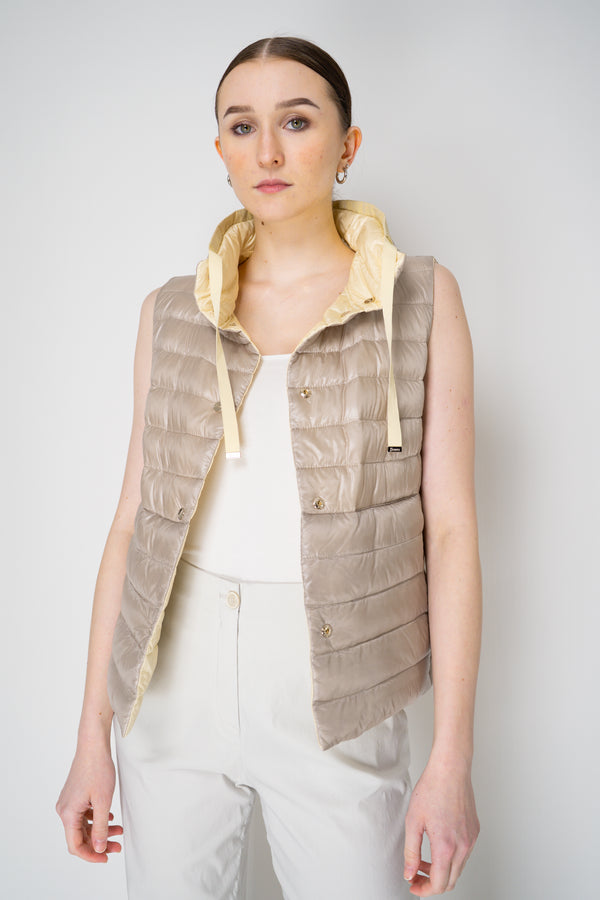 Herno Reversible Padded Vest in Pastel Yellow / Beige Vancouver. Shop Online or in Store.