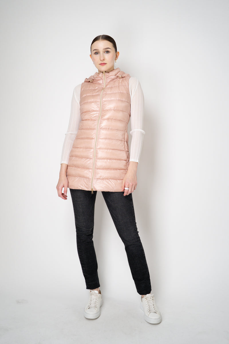 Herno Slim Hooded Nylon Ultralight Puffer Vest in Bubblegum Pink Vancouver. Shop Online or in Store.